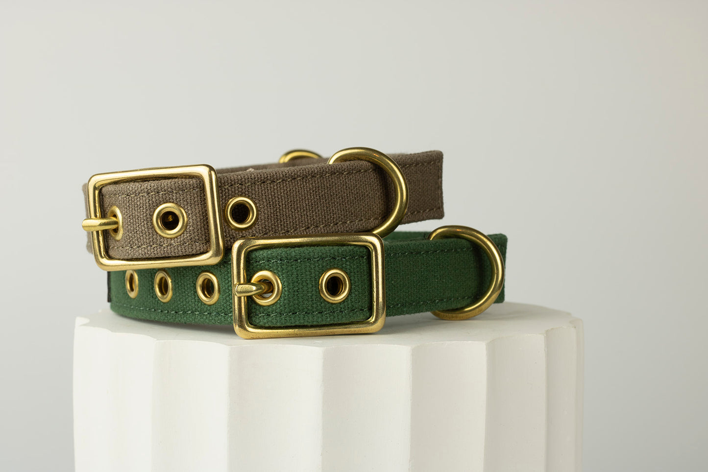 Brown and green dog collar