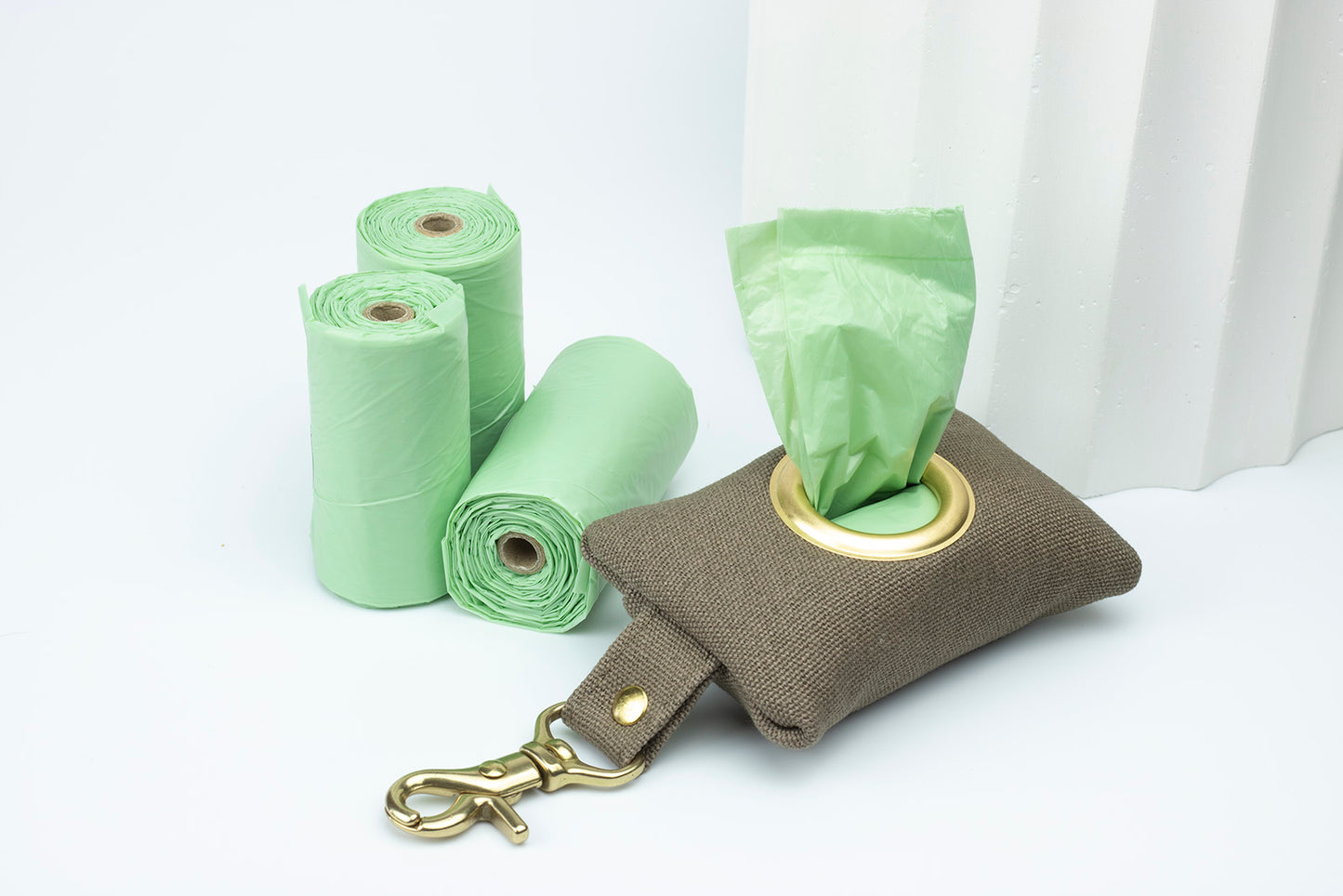 Brown canvas dog poo bag holder