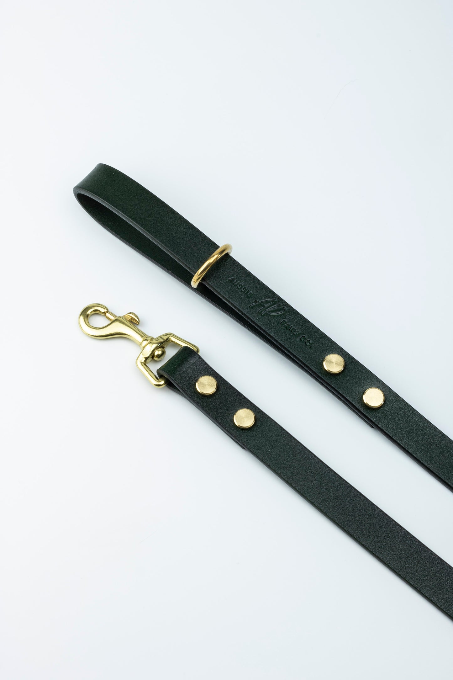 Green leather dog lead