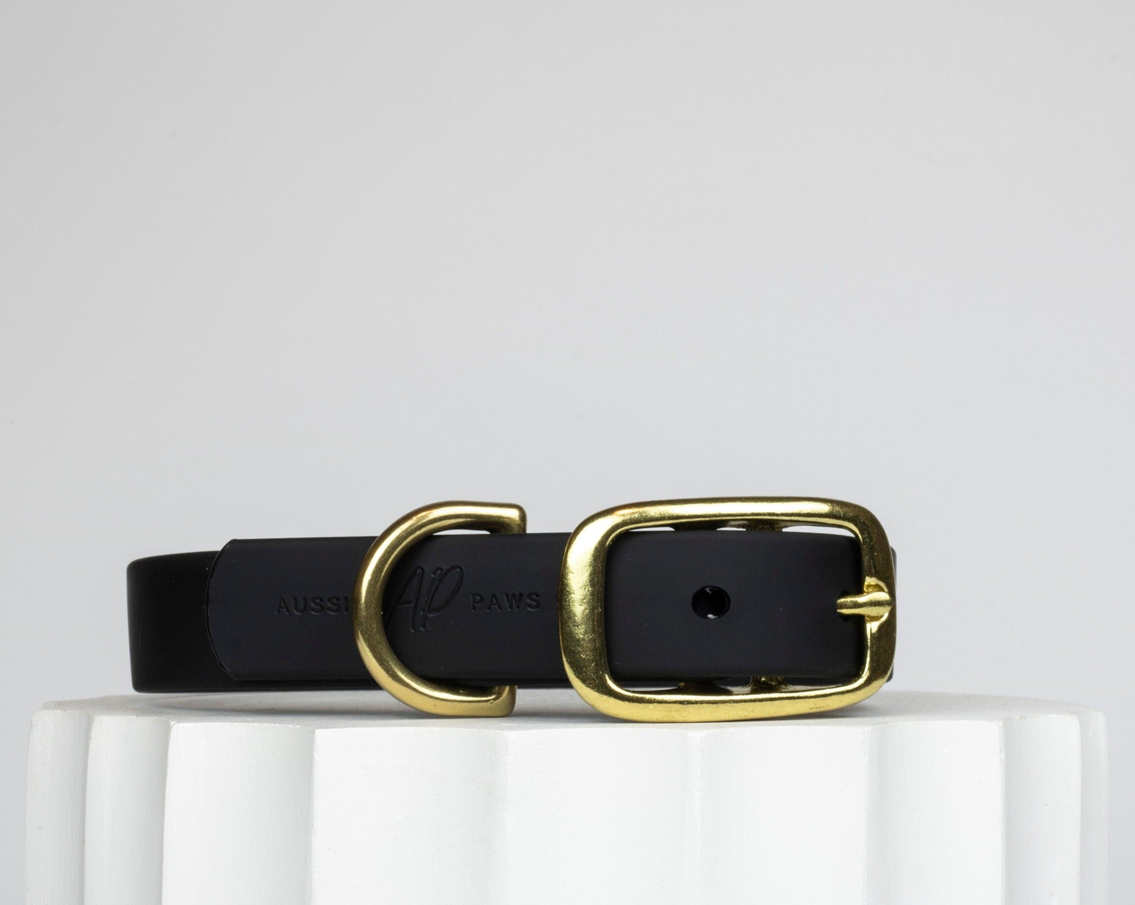 Black waterproof dog collar
