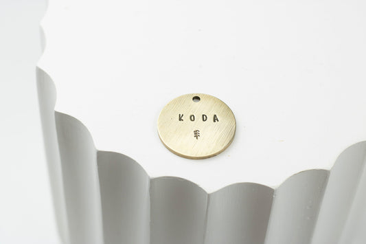 Brass Pet ID Tag with tree symbol