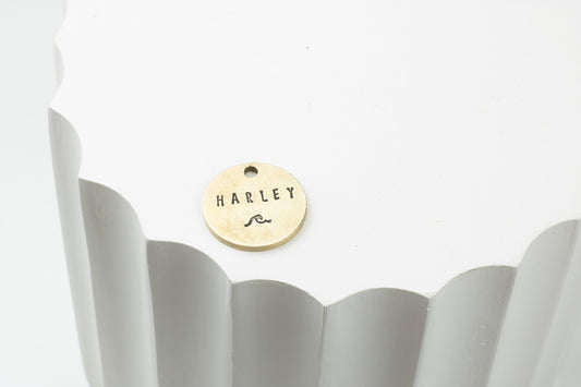 Brass Pet ID Tag with wave symbol