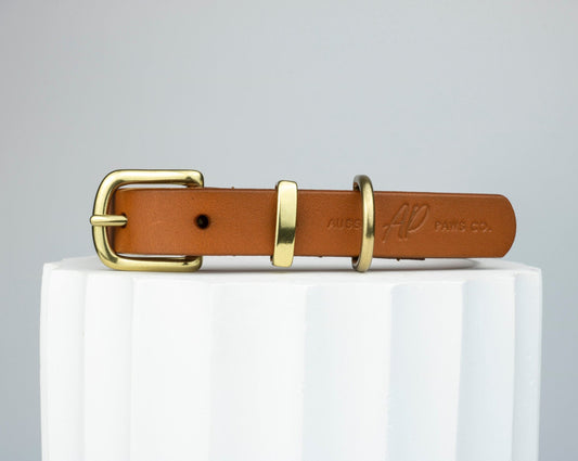 brown leather dog collar