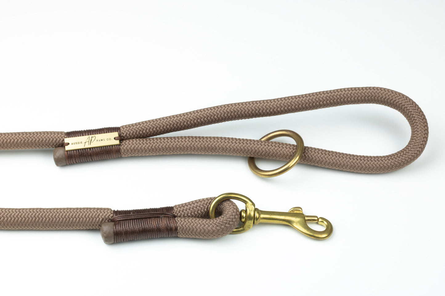 Rope Lead, Collar & Poo Bag | Dog Walking Set | Mocca Brown
