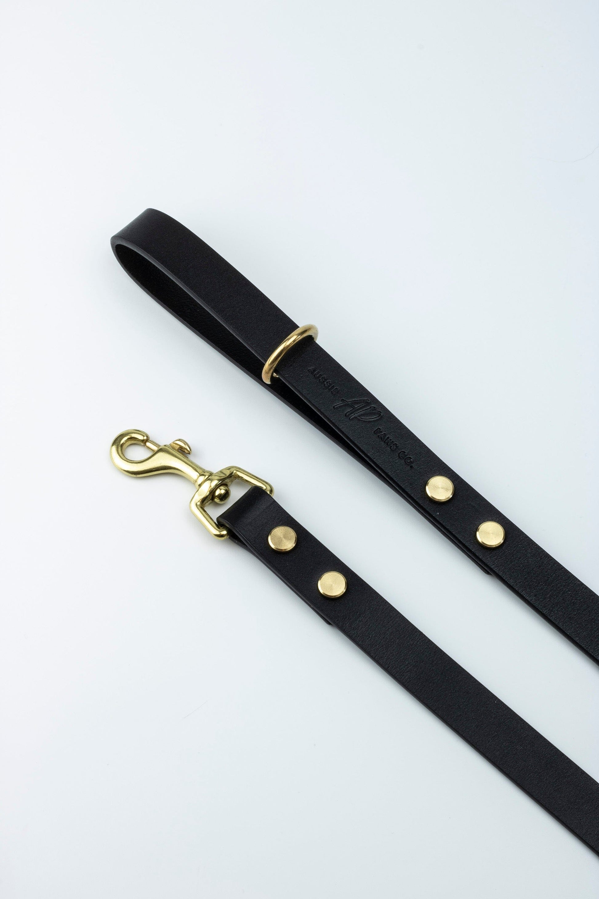 Black leather dog lead