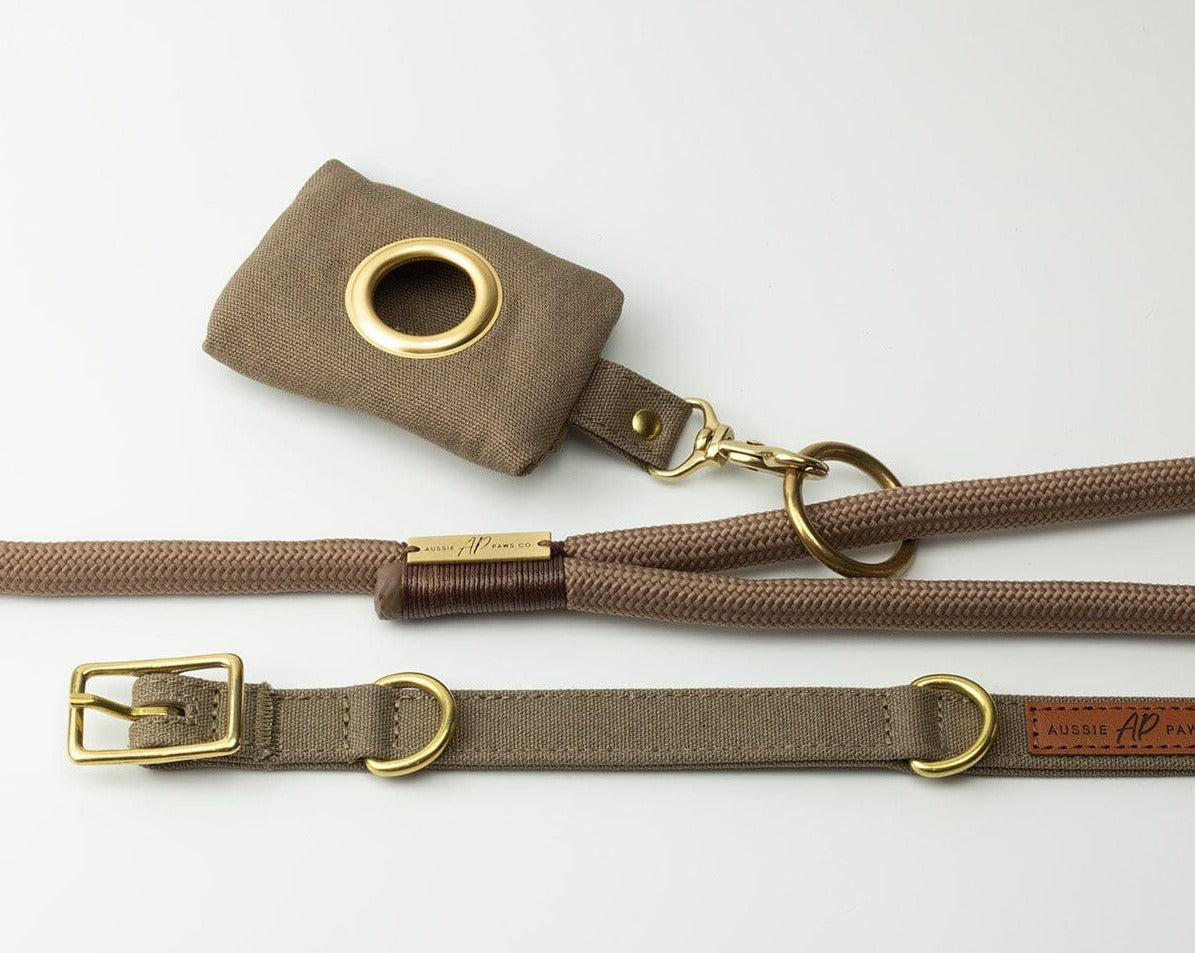 brown canvas dog lead and collar set 2