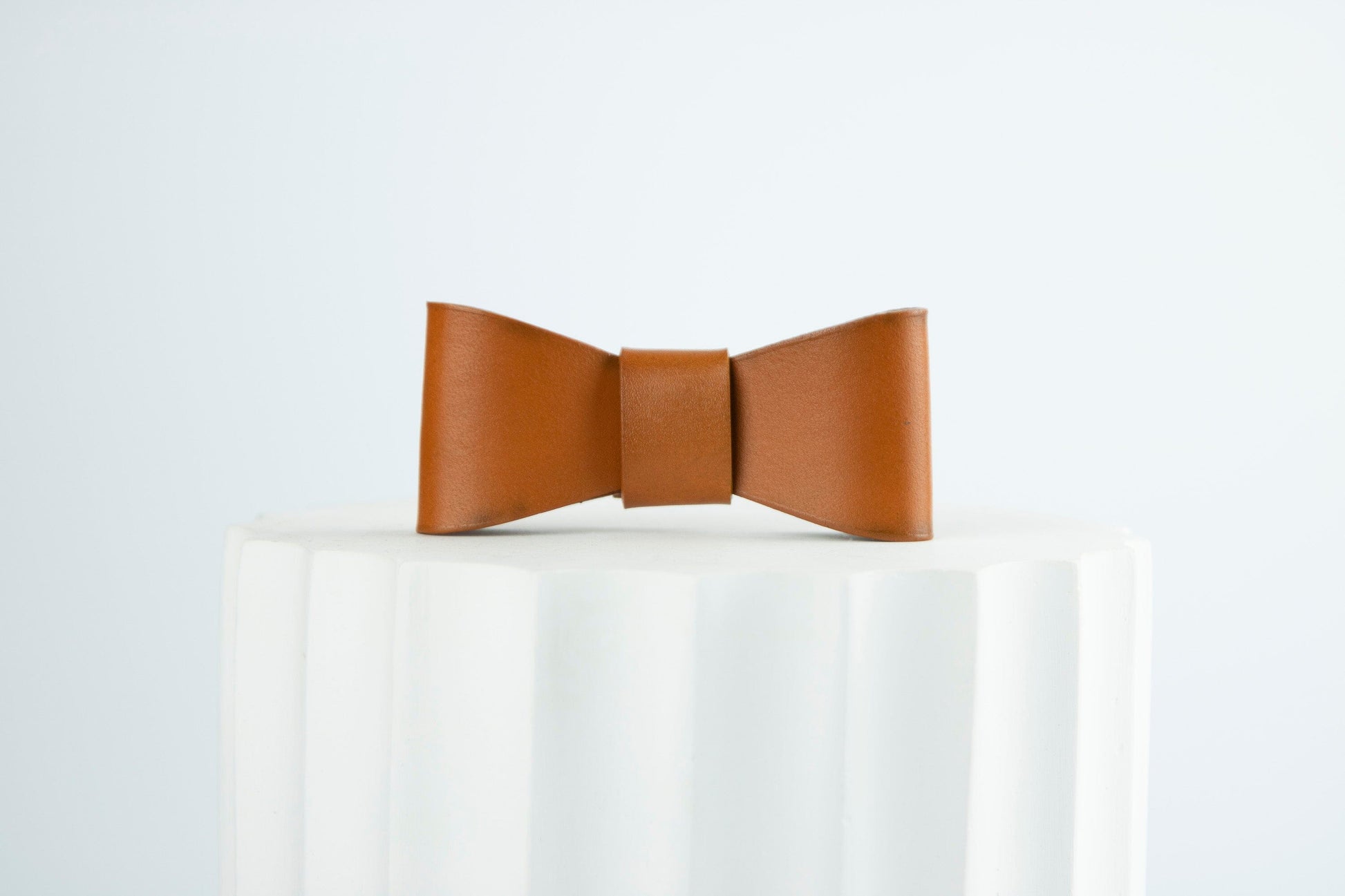 brown leather dog bow tie