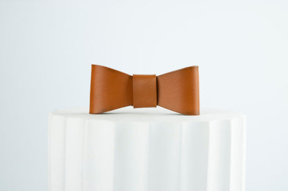 brown leather dog bow tie