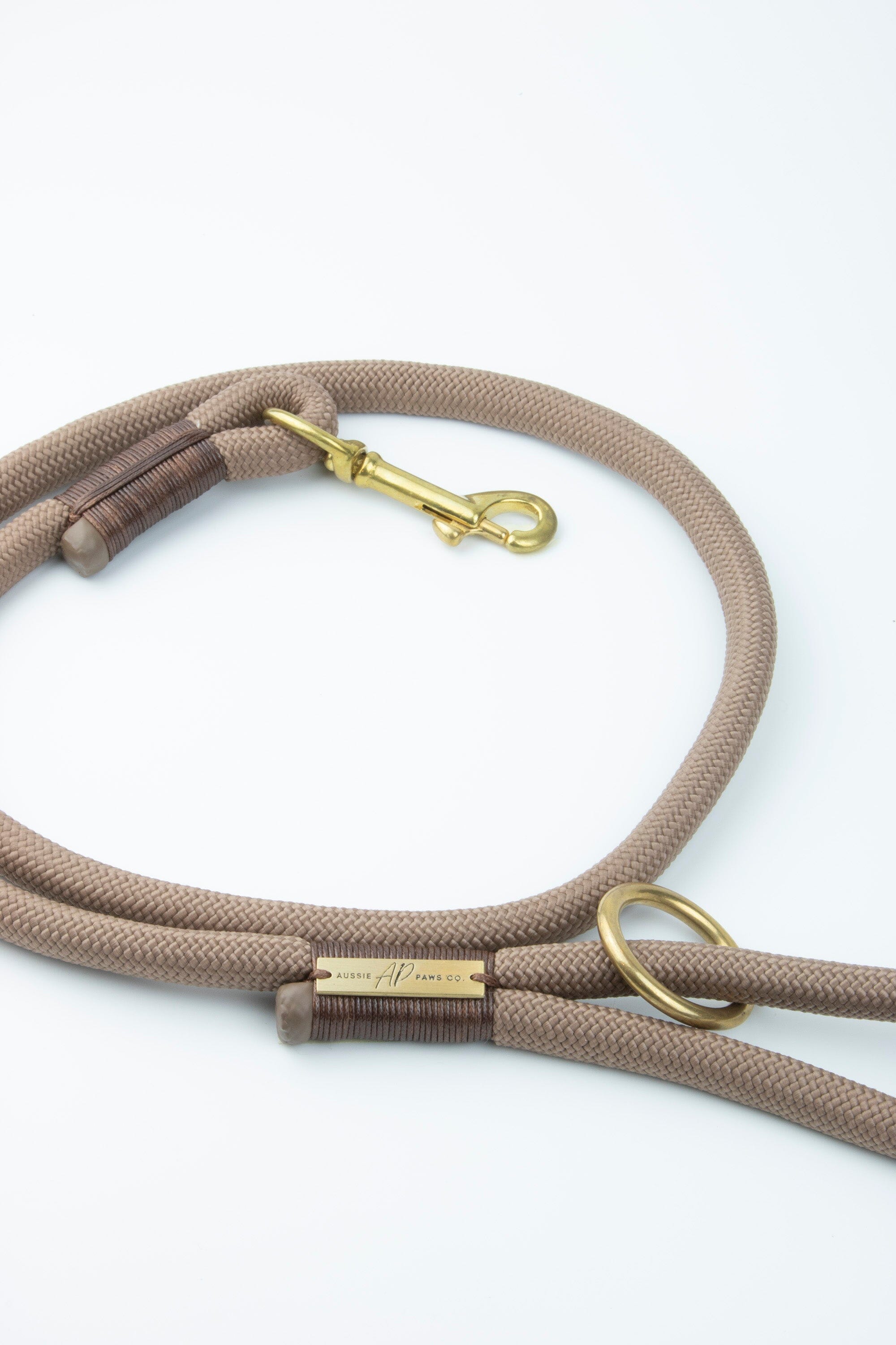 Combat Rope Lead Mocca Brown Rope Dog Lead | Solid Brass Hardware | Aussie Paws Co ...