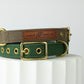 green and brown dog collars