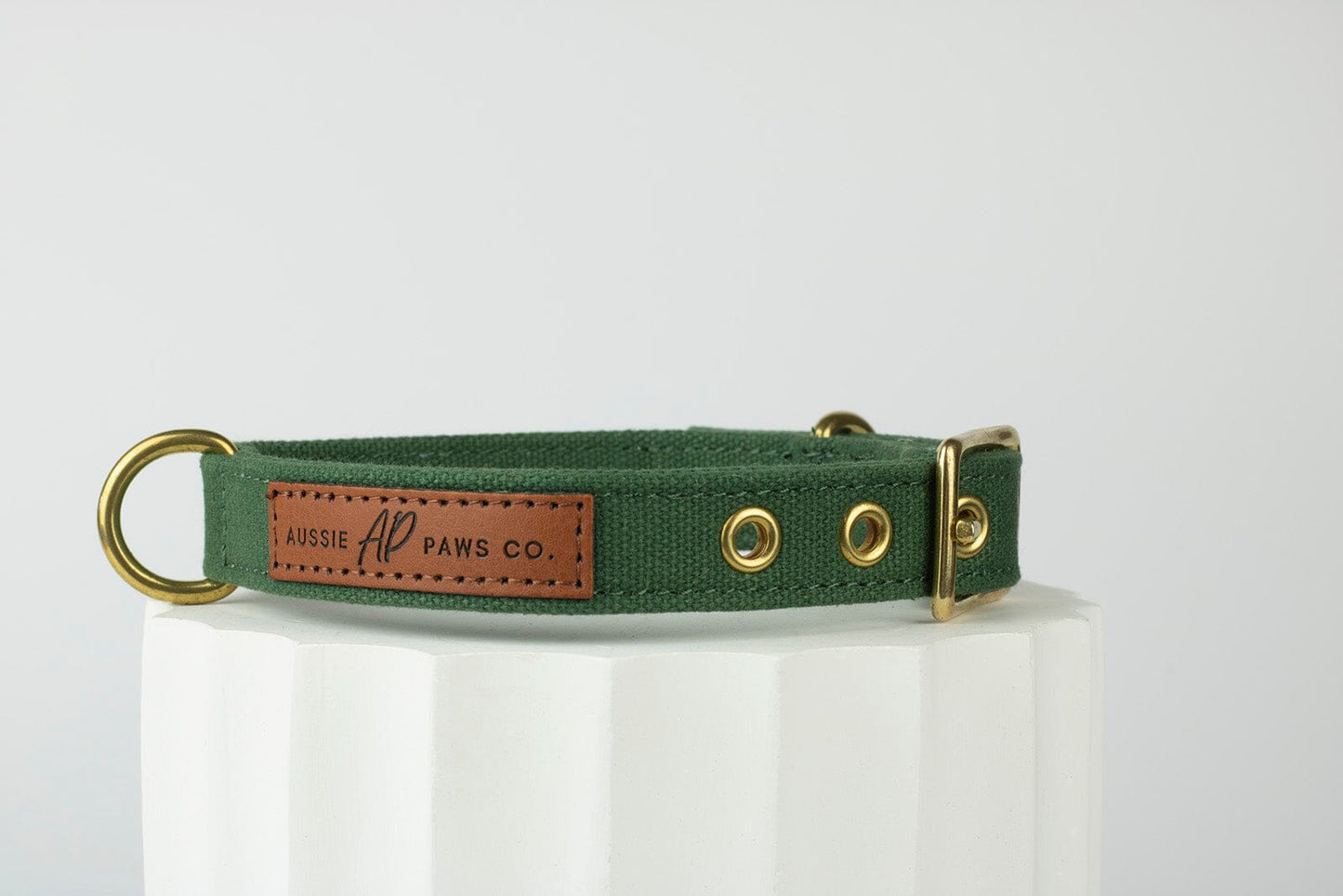 green canvas dog collar
