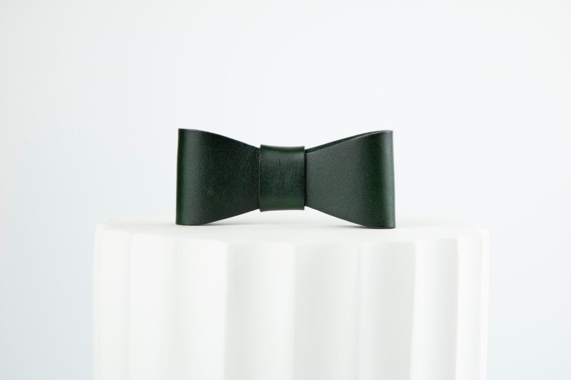 leather green dog bow tie
