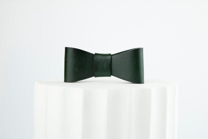 leather green dog bow tie