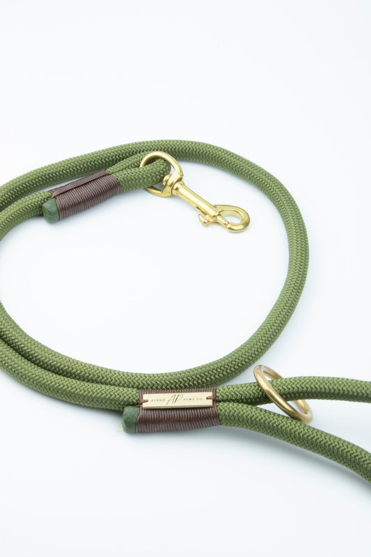 Rope Dog Leash | Olive Green dog leash Aussie Paws Co 